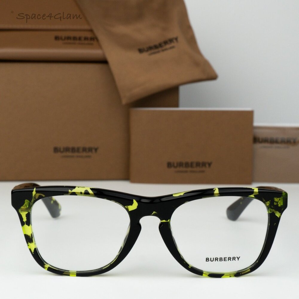 BRAND NEW Burberry BE2409 4124 Green Havana Demo Square Unisex Eyeglasses